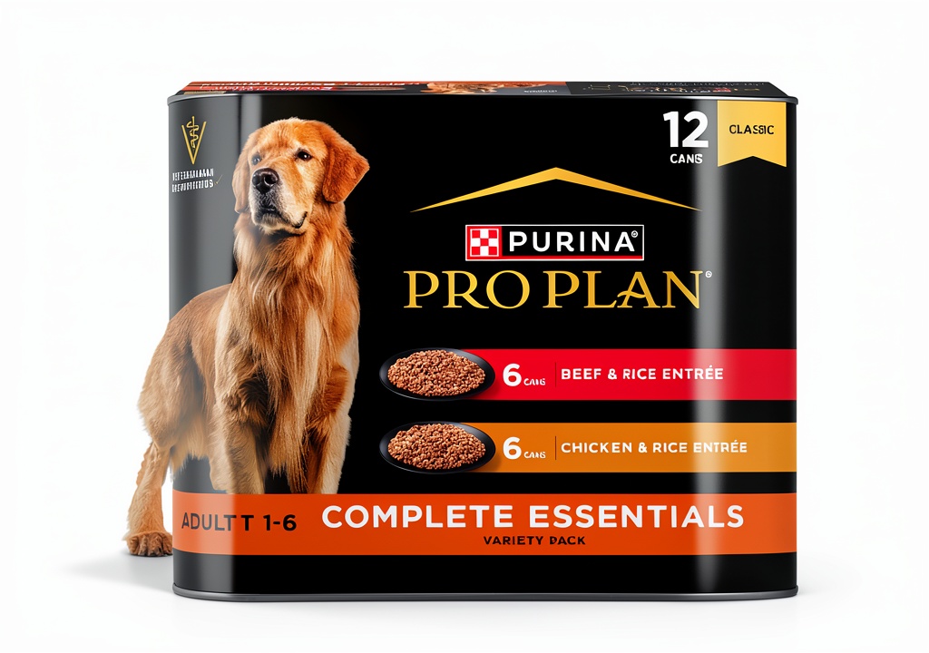 Purina Pro Plan canned dog food variety pack display