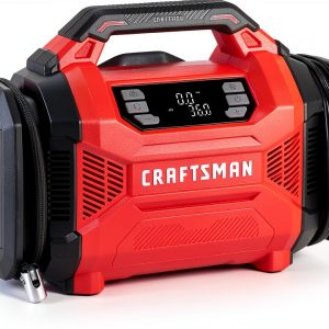 CRAFTSMAN Tire Inflator, Portable Air Compressor 150 PSI, Dual Power 12V DC/120V AC, Auto Shut-Off with Digital Gauge, 2-in-1 Inflator & Blower, LED Light for Car, Bike, and Inflatables-0