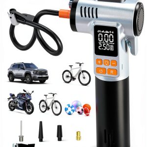 Gardon Tire Inflator Portable Air Compressor - 8 in 1 Air Pump, Window Breaker, Seatbelt Cutter, Ball Pump, Bike Pump, Digital Tire Pressure Gauge, SOS, Flashlight, Tech Gadgets Car Accessories-0