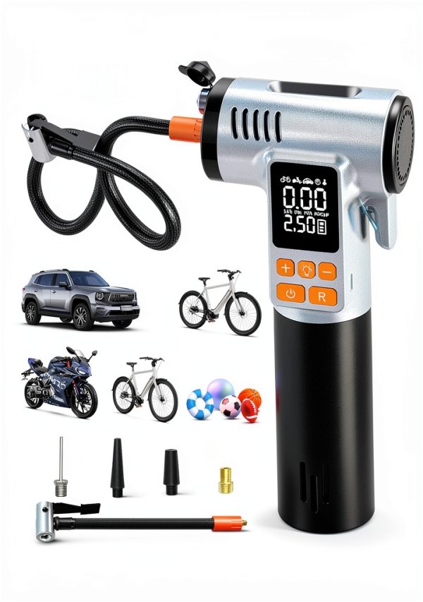 Gardon Tire Inflator Portable Air Compressor - 8 in 1 Air Pump, Window Breaker, Seatbelt Cutter, Ball Pump, Bike Pump, Digital Tire Pressure Gauge, SOS, Flashlight, Tech Gadgets Car Accessories-0