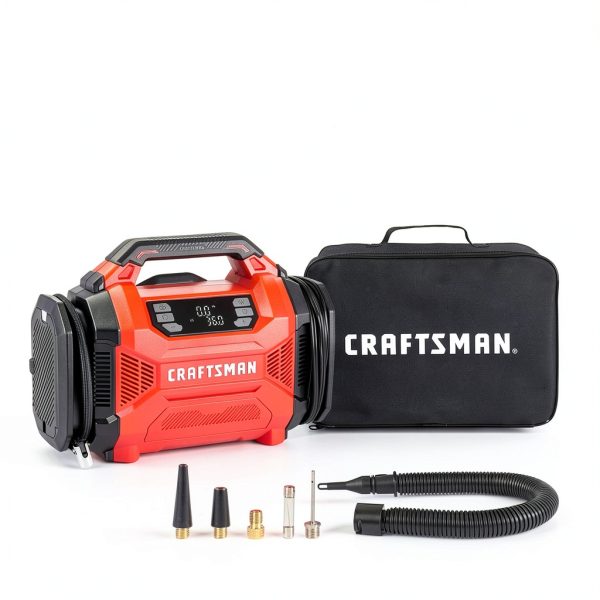 CRAFTSMAN Tire Inflator, Portable Air Compressor 150 PSI, Dual Power 12V DC/120V AC, Auto Shut-Off with Digital Gauge, 2-in-1 Inflator & Blower, LED Light for Car, Bike, and Inflatables-7