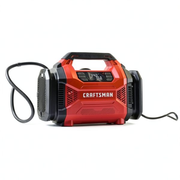 CRAFTSMAN Tire Inflator, Portable Air Compressor 150 PSI, Dual Power 12V DC/120V AC, Auto Shut-Off with Digital Gauge, 2-in-1 Inflator & Blower, LED Light for Car, Bike, and Inflatables-1