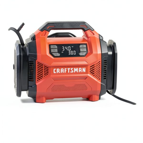 CRAFTSMAN Tire Inflator, Portable Air Compressor 150 PSI, Dual Power 12V DC/120V AC, Auto Shut-Off with Digital Gauge, 2-in-1 Inflator & Blower, LED Light for Car, Bike, and Inflatables-4