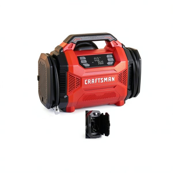 CRAFTSMAN Tire Inflator, Portable Air Compressor 150 PSI, Dual Power 12V DC/120V AC, Auto Shut-Off with Digital Gauge, 2-in-1 Inflator & Blower, LED Light for Car, Bike, and Inflatables-6
